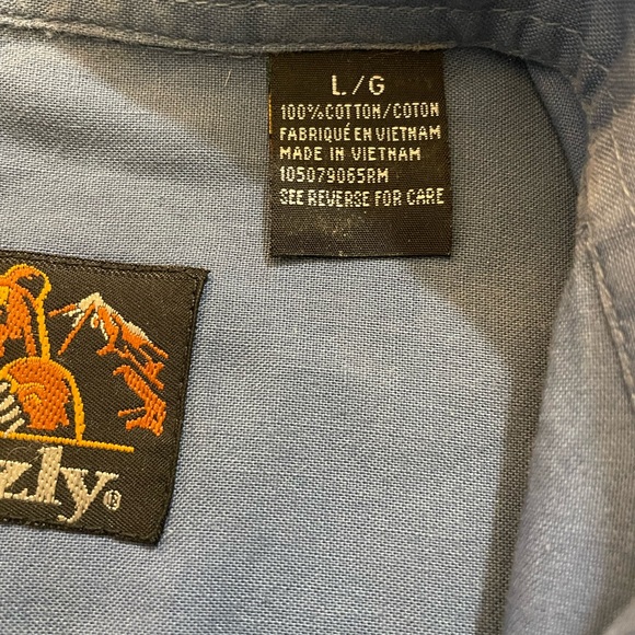Grizzly mens shirt short sleeve blue size large - Picture 4 of 9